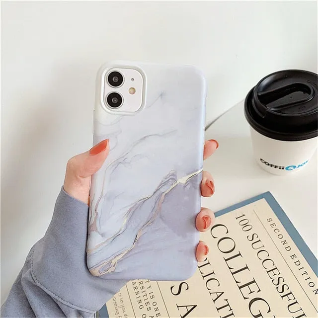 Marble Phone Case For iPhone - Camera Protection Back Cover