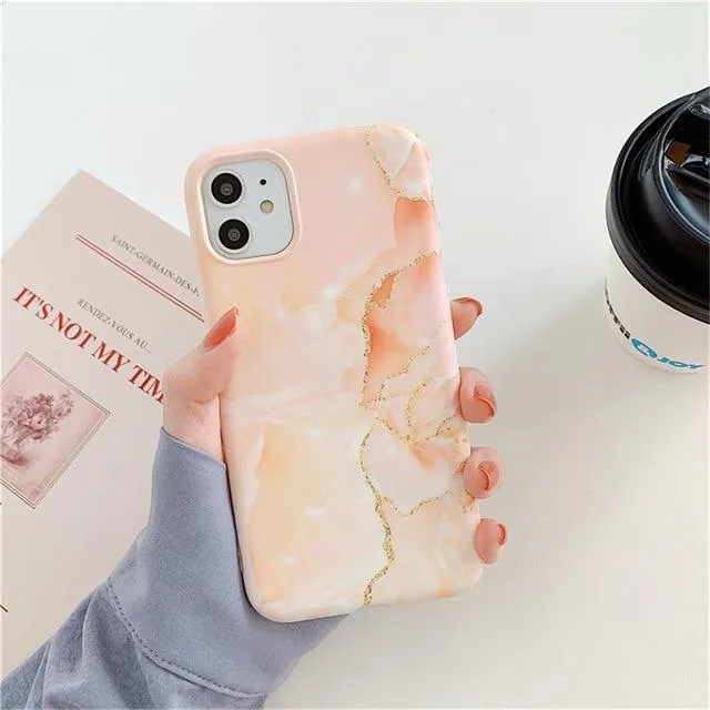 Marble Phone Case For iPhone - Camera Protection Back Cover