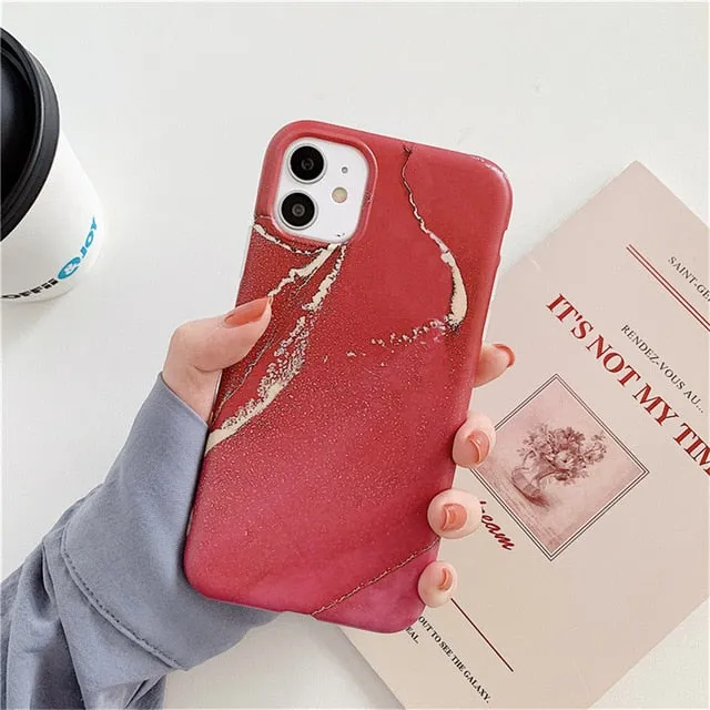 Marble Phone Case For iPhone - Camera Protection Back Cover