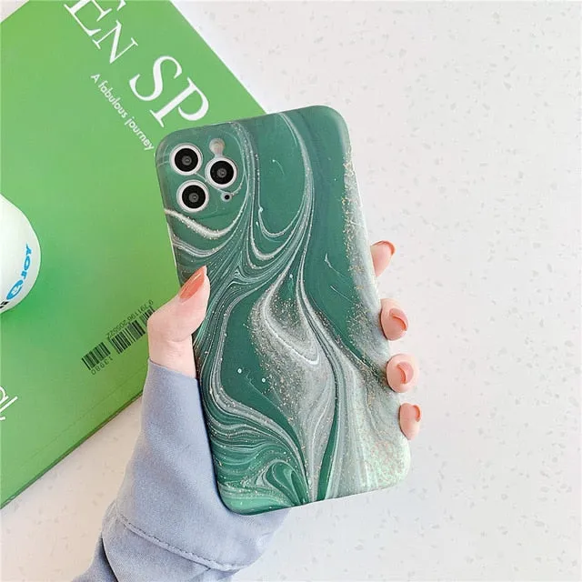 Marble Phone Case For iPhone - Camera Protection Back Cover