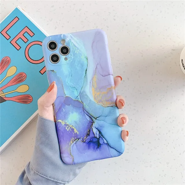 Marble Phone Case For iPhone - Camera Protection Back Cover