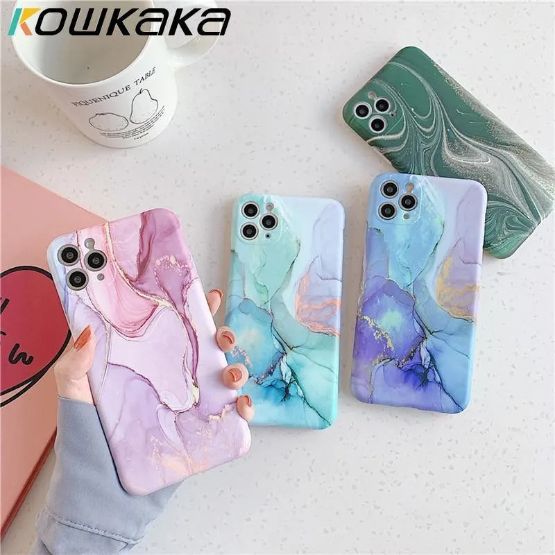 Marble Phone Case For iPhone - Camera Protection Back Cover