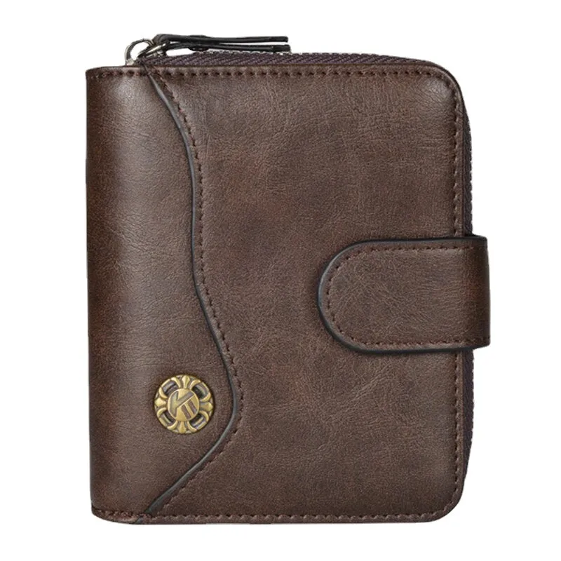 Men PU Leather Short Large Capacity Vintage Card Holder Coin Purse Money Clip Wallet