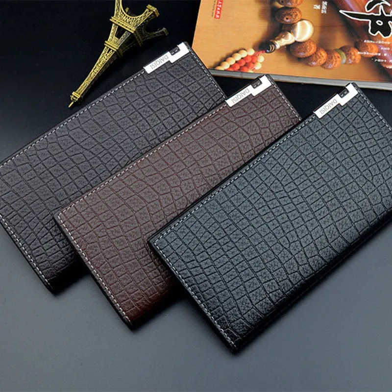 Men PU Soft Leather Long Bifold Thin Coin Purse Wallet Large Capacity Multi-card Slot Card Holder Money Clip