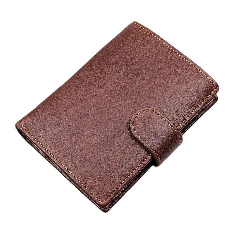 Men Short RFID Anti-magnetic Genuine Leather Wallet Vintage 11 Card Slot Card Case Driver's License Wallet