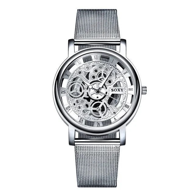 Men's Skeleton Simple Style Mesh Wrist Watch