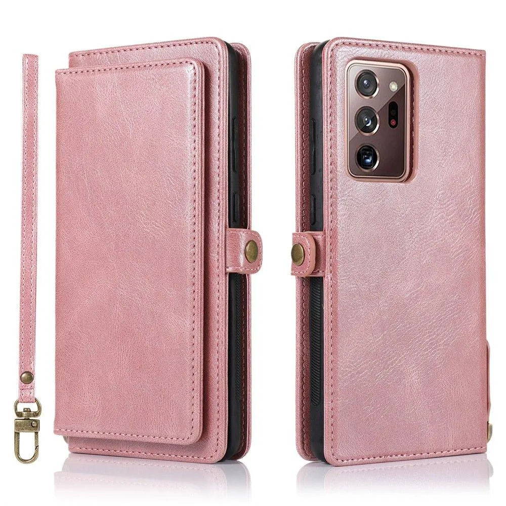 Mereo Magnetic Leather Galaxy Wallet Case with Lanyard and Card Slot