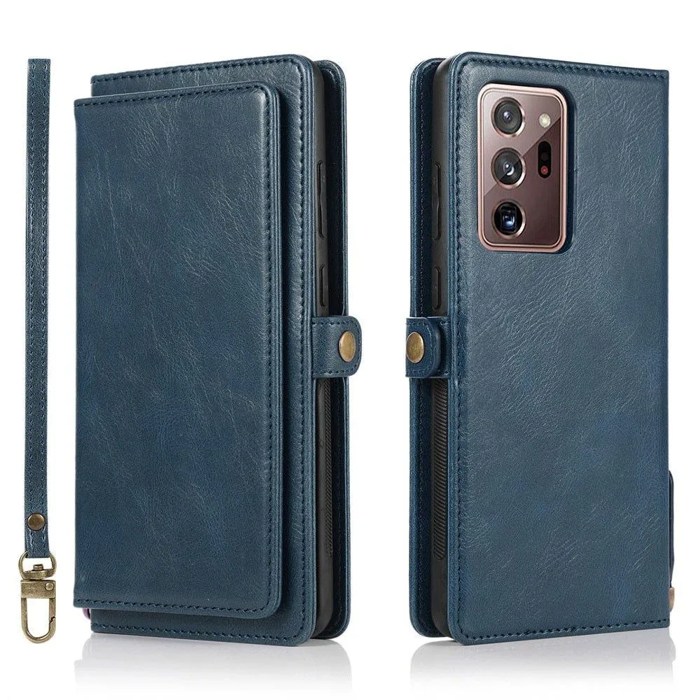 Mereo Magnetic Leather Galaxy Wallet Case with Lanyard and Card Slot