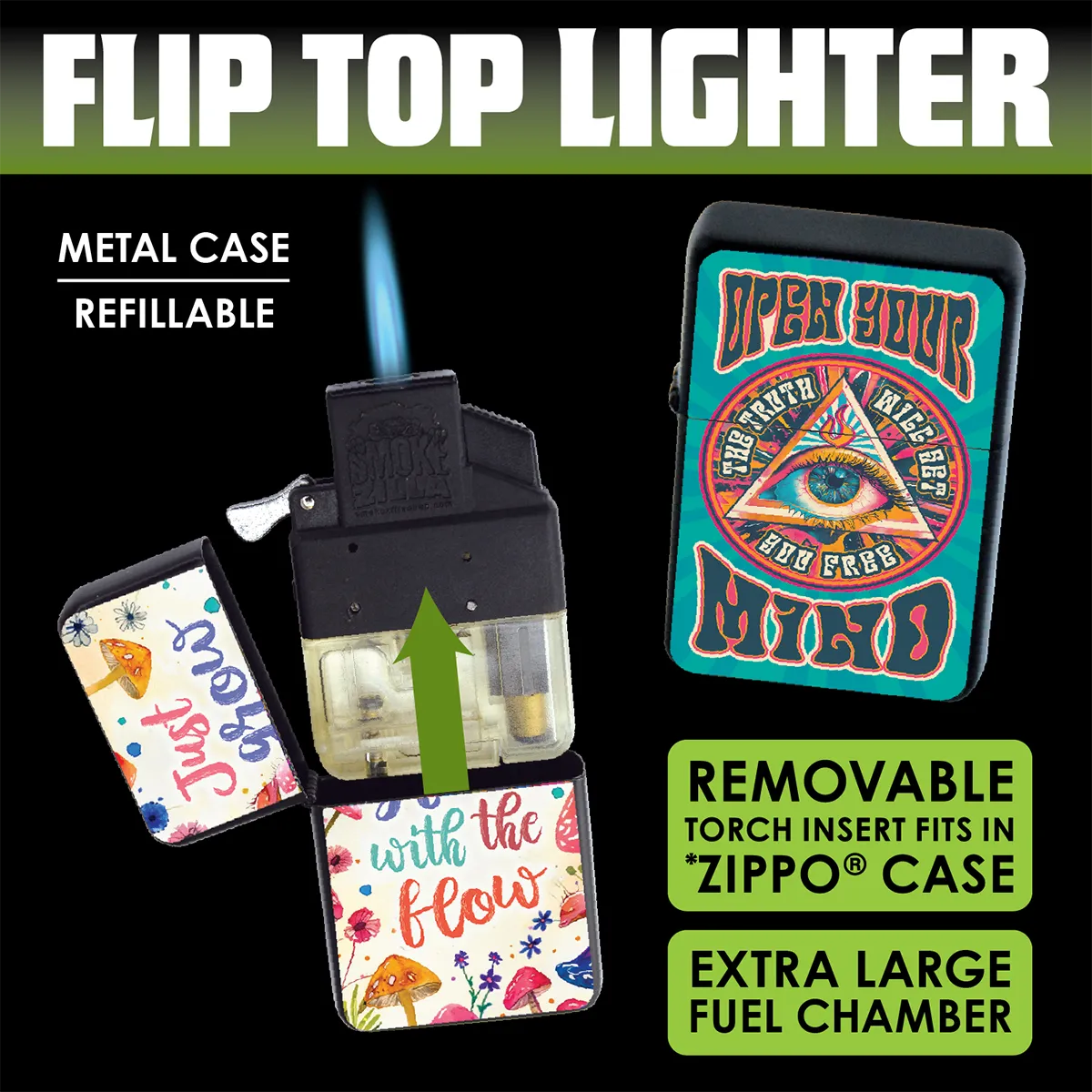 Metal Flip Top Lighter - 12 Pieces Per Retail Ready Display 25279