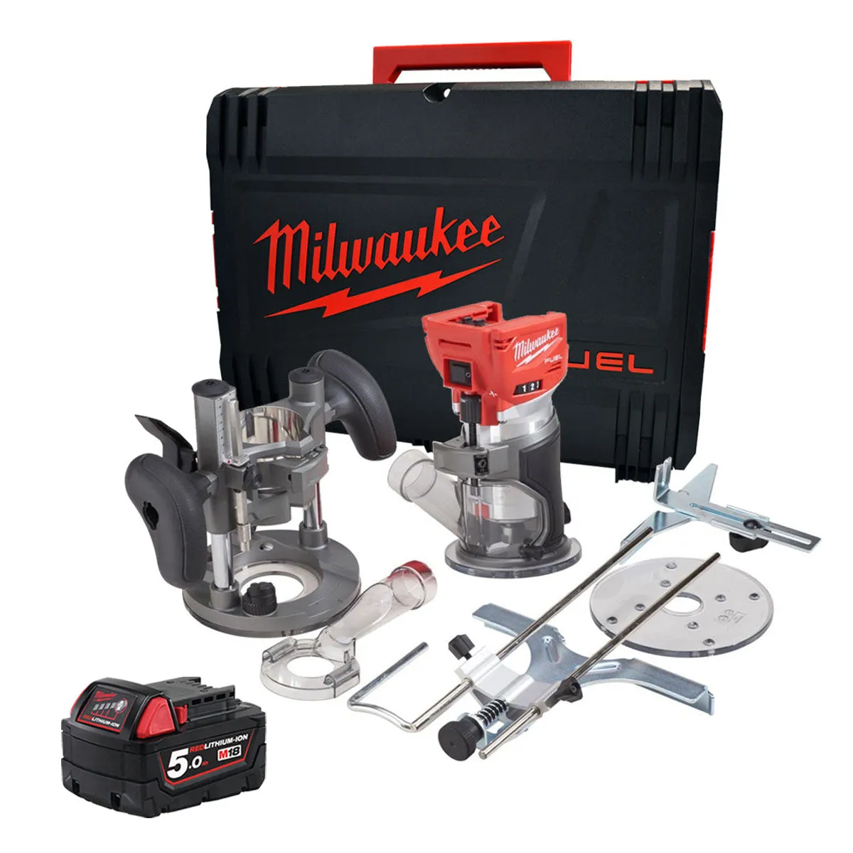 Milwaukee M18FTR-0 18V Brushless Trim Router with 1 x 5.0Ah Battery in Case