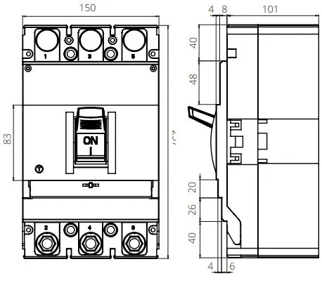 MOD3 3NM 400A, 3 Pole Moulded Case Circuit Breaker (MCCB) Thermal and Magnetic Release Adjustable Type 65kA 400 Amp, 400/690VAC