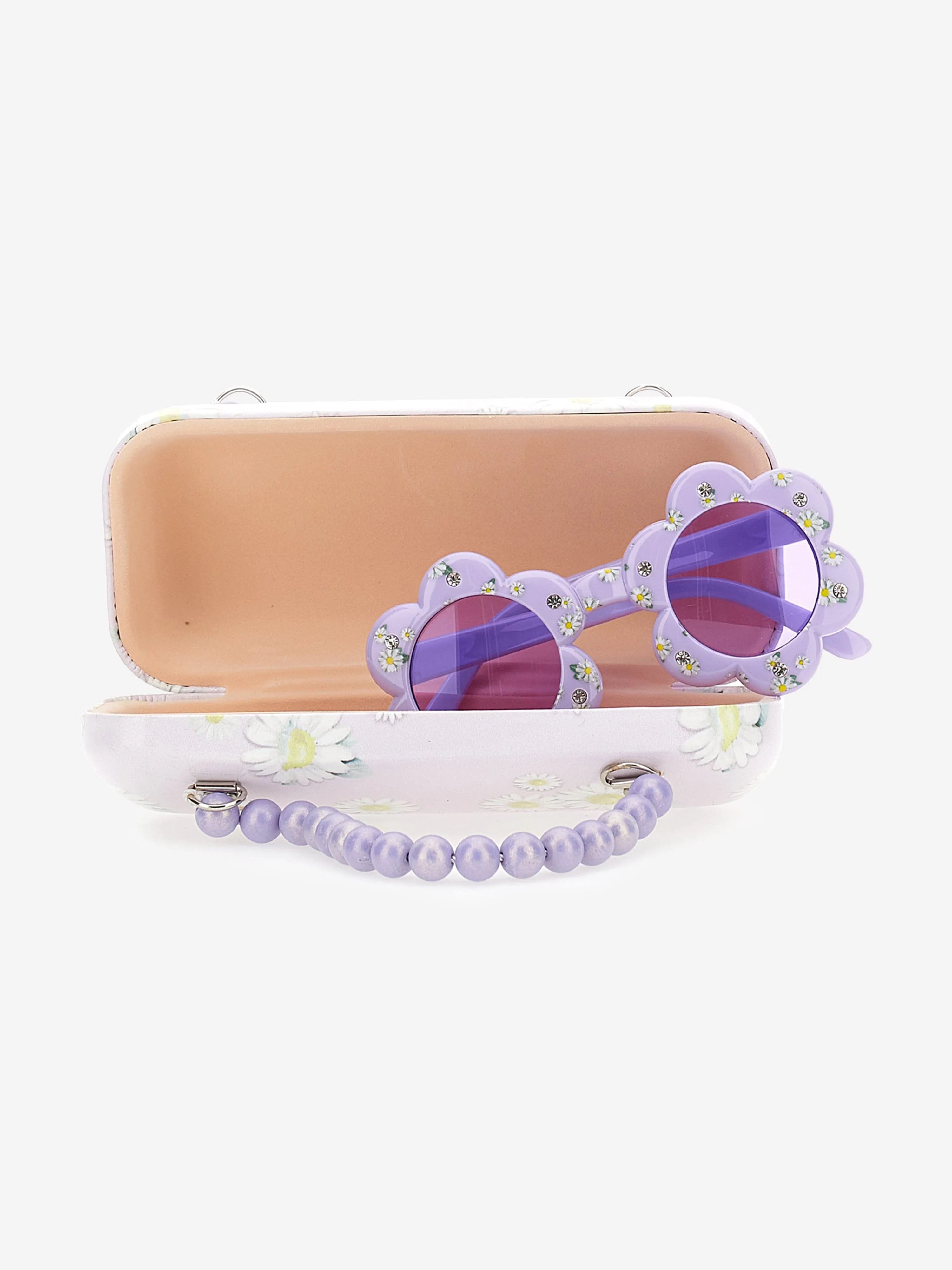 Monnalisa Girls Daisy Sunglasses With Case in Purple