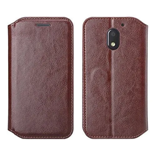 Moto G4 (4th Gen) Case | Moto G4 Plus Case, Pu Leather Magnetic Fold[Kickstand] Wallet Case with ID & Card Slots for Motorola G4/G4 Plus - Brown