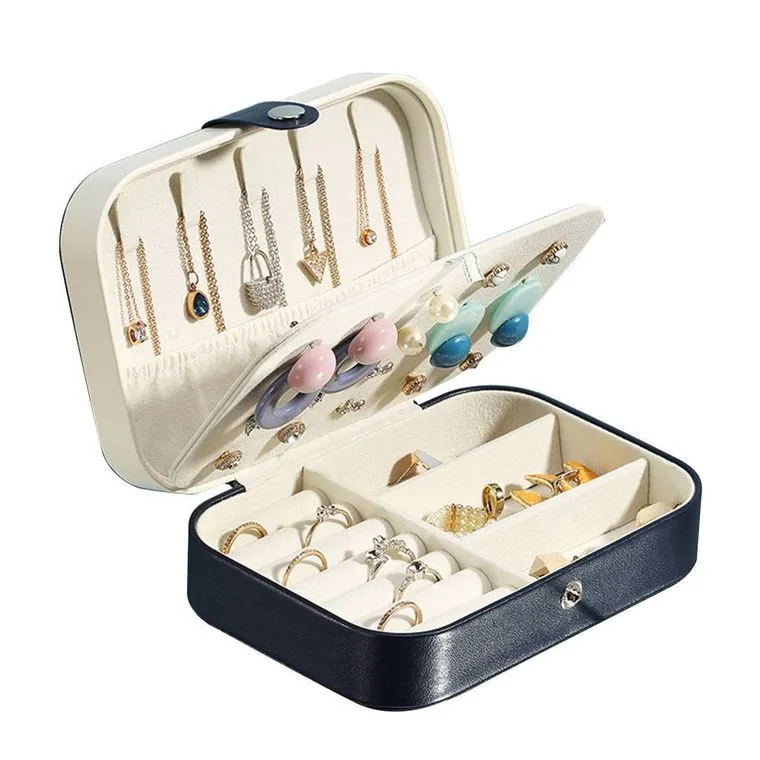 Navy Blue Large Travel Jewelry Case