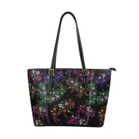 Neon Floral Buffalos Leather Tote Bag/Large