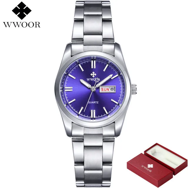 New Brand Relogio Feminino Date Day Clock Female Stainless Steel Watch Ladies Fashion Casual Watch Quartz Wrist Women Watches