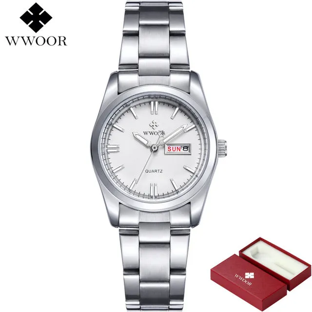 New Brand Relogio Feminino Date Day Clock Female Stainless Steel Watch Ladies Fashion Casual Watch Quartz Wrist Women Watches