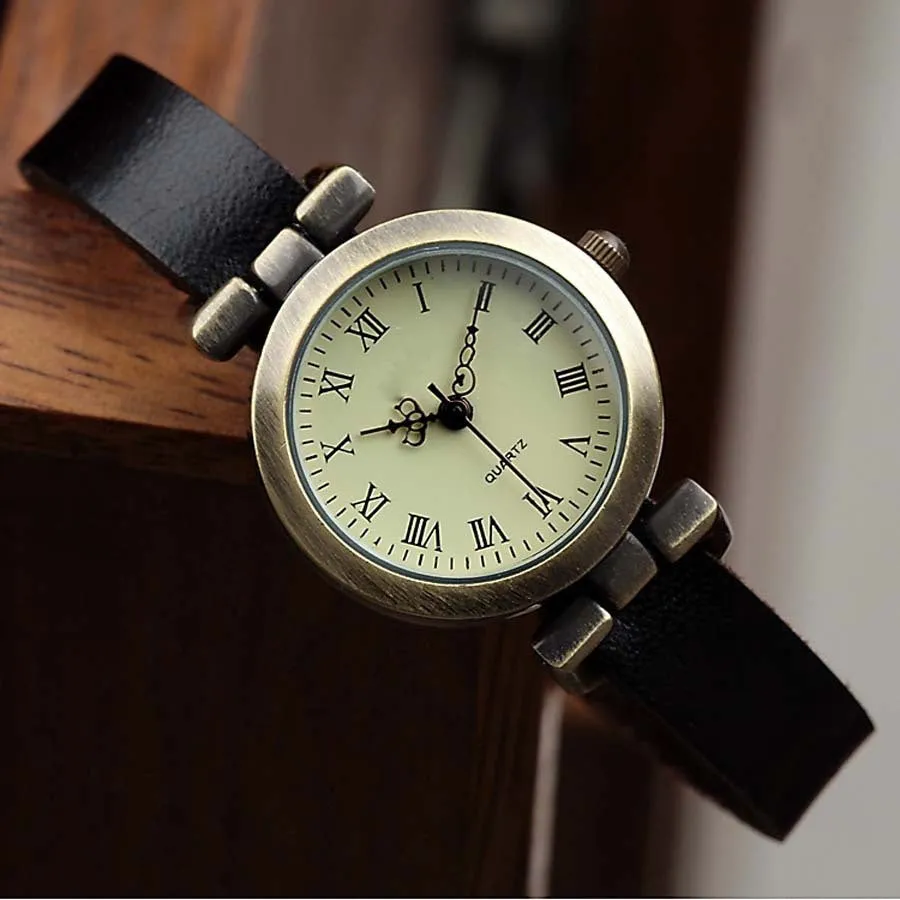 New fashion hot-selling Genuine leather female watch ROMA vintage watch women dress watches