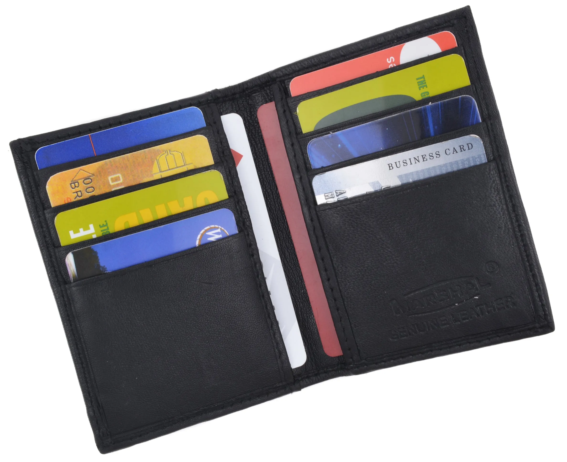 New Mens Slim Thin Bifold Leather ID Wallet Black Credit Card Window Holder Case