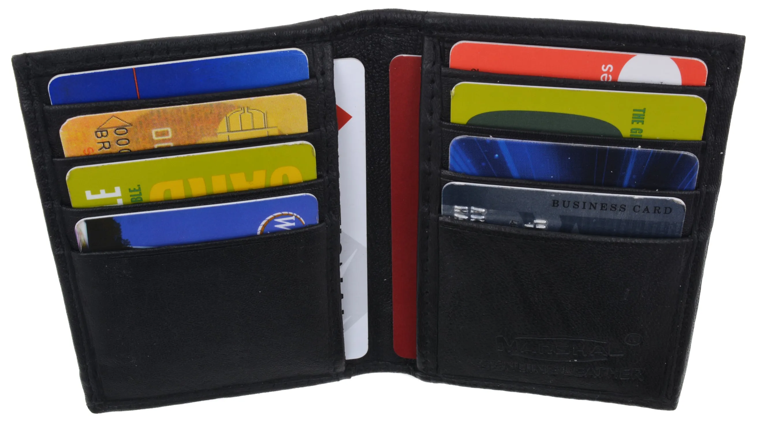 New Mens Slim Thin Bifold Leather ID Wallet Black Credit Card Window Holder Case