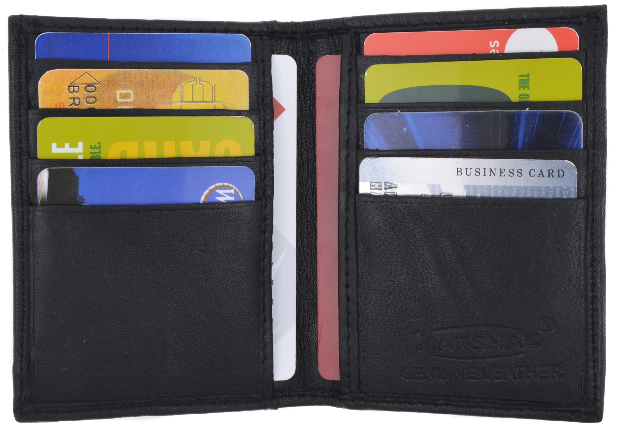 New Mens Slim Thin Bifold Leather ID Wallet Black Credit Card Window Holder Case