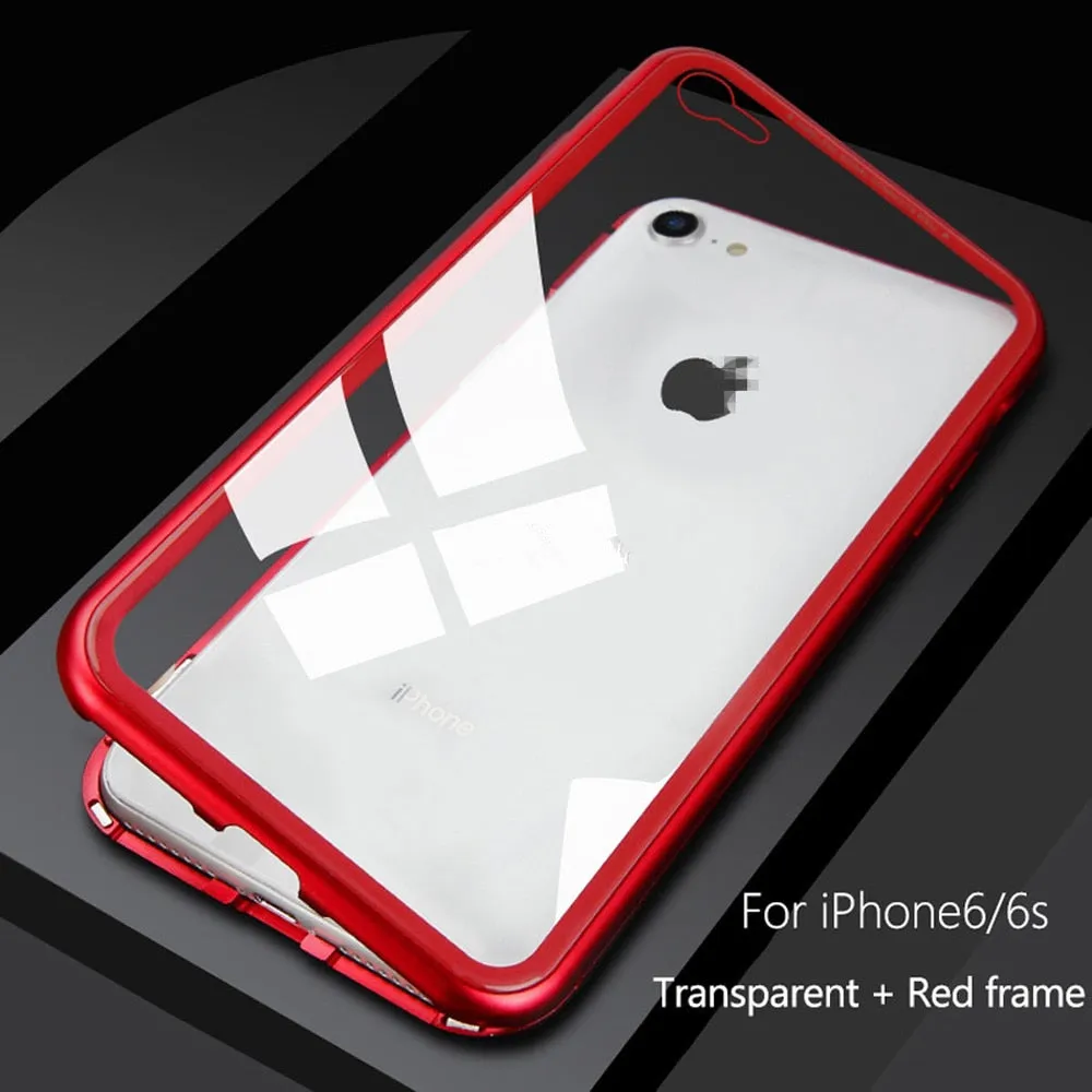 New Metal Magnet Case For iPhone XR XS MAX X 7 8 Plus Tempered Glass Back Magnetic Absorption Cases Cover For iPhone 6 6S Plus 9