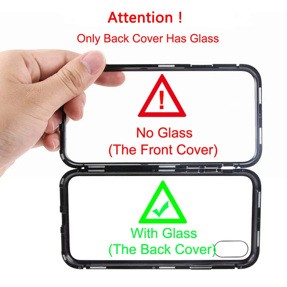 New Metal Magnet Case For iPhone XR XS MAX X 7 8 Plus Tempered Glass Back Magnetic Absorption Cases Cover For iPhone 6 6S Plus 9