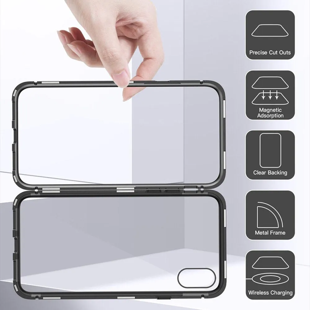 New Metal Magnet Case For iPhone XR XS MAX X 7 8 Plus Tempered Glass Back Magnetic Absorption Cases Cover For iPhone 6 6S Plus 9