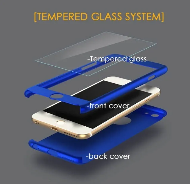 Newest Fashion 360 3in1 All-Protector Tempered Glass Frosting Case for for All Kinds of Smart Phone