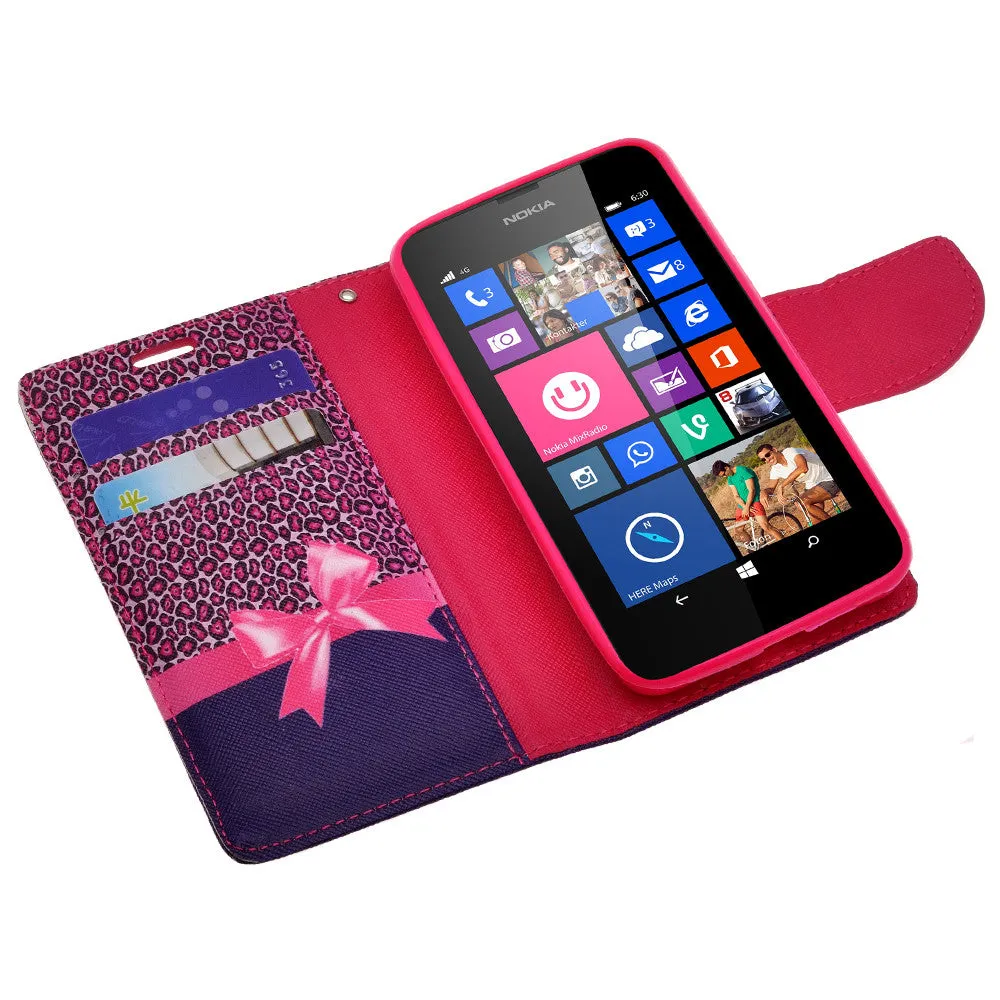 Nokia Lumia 635 Case, Nokia Lumia 635 Wallet Case, Slim Flip Folio [Kickstand] Pu Leather Wallet Case with ID & Card Slots & Pocket   Wrist Strap - Cheetah Prints