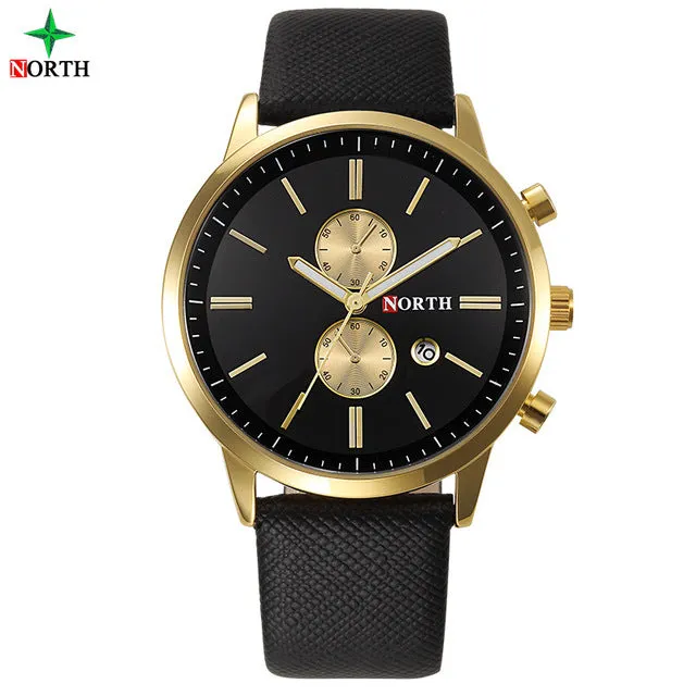 North Luxury Men Watches Business Casual Male Wristwatch Blue Silver Genuine Leather Unique Sport Man Quartz Watch Waterproof