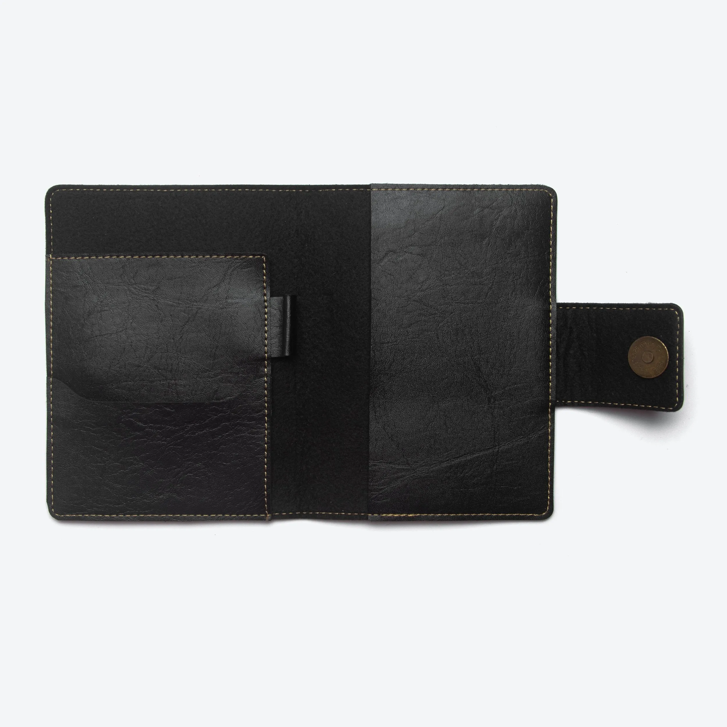 Passport cover with button - Black