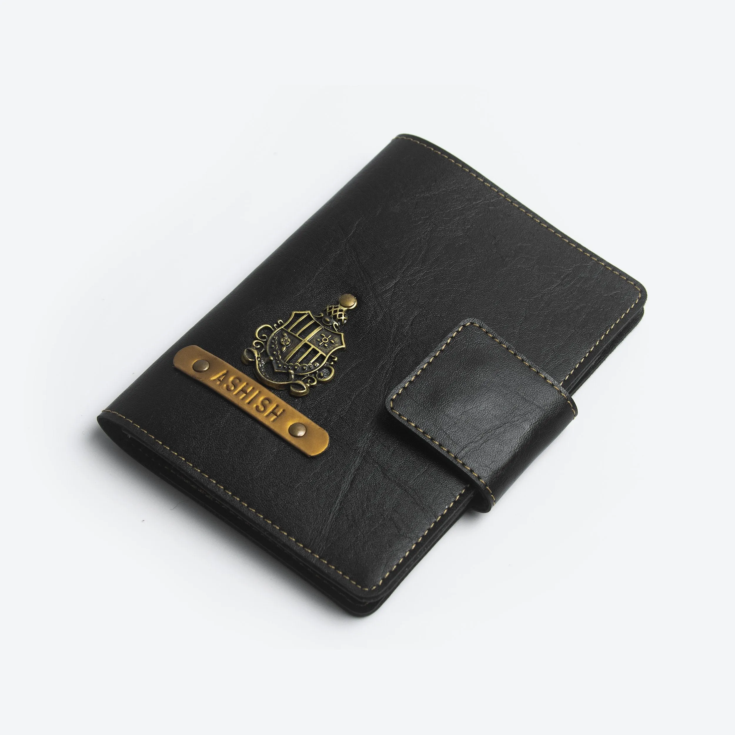 Passport cover with button - Black