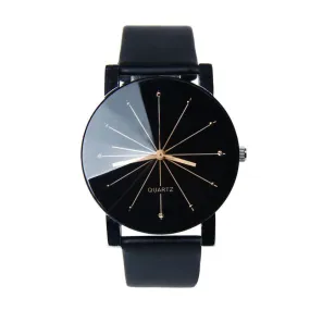 Personality Lovely minimalist leather normal waterproof Quartz Wrist Dial Clock couple watch