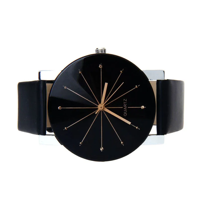 Personality Lovely minimalist leather normal waterproof Quartz Wrist Dial Clock couple watch