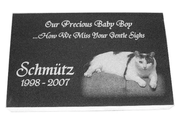 Pet Memorial- 8 X 12 X 2 Photo Engraved Granite USA Made