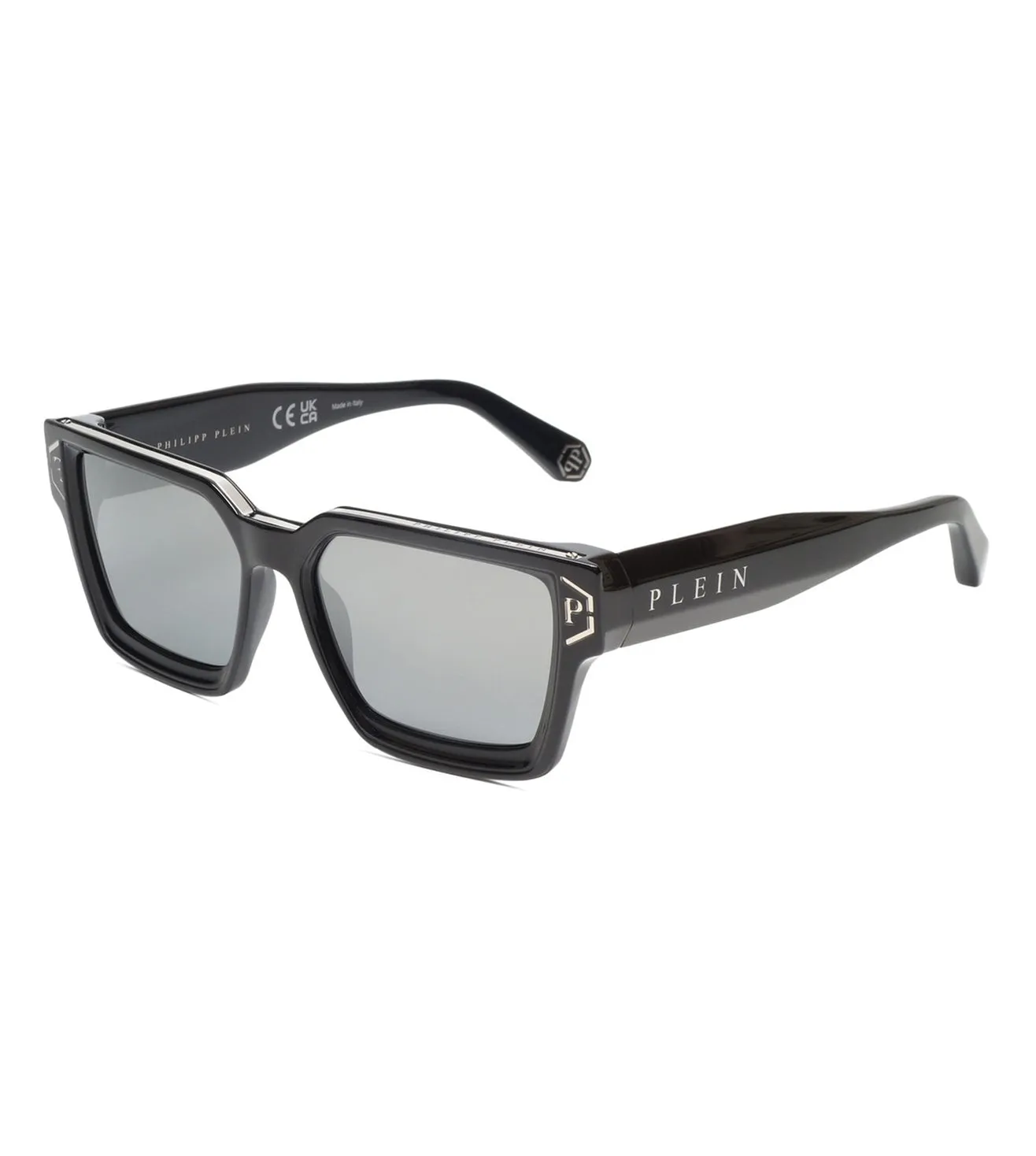 Philipp Plein Unisex Silver Mirror Rectangular Sunglasses