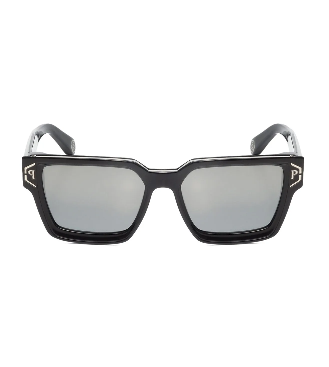 Philipp Plein Unisex Silver Mirror Rectangular Sunglasses