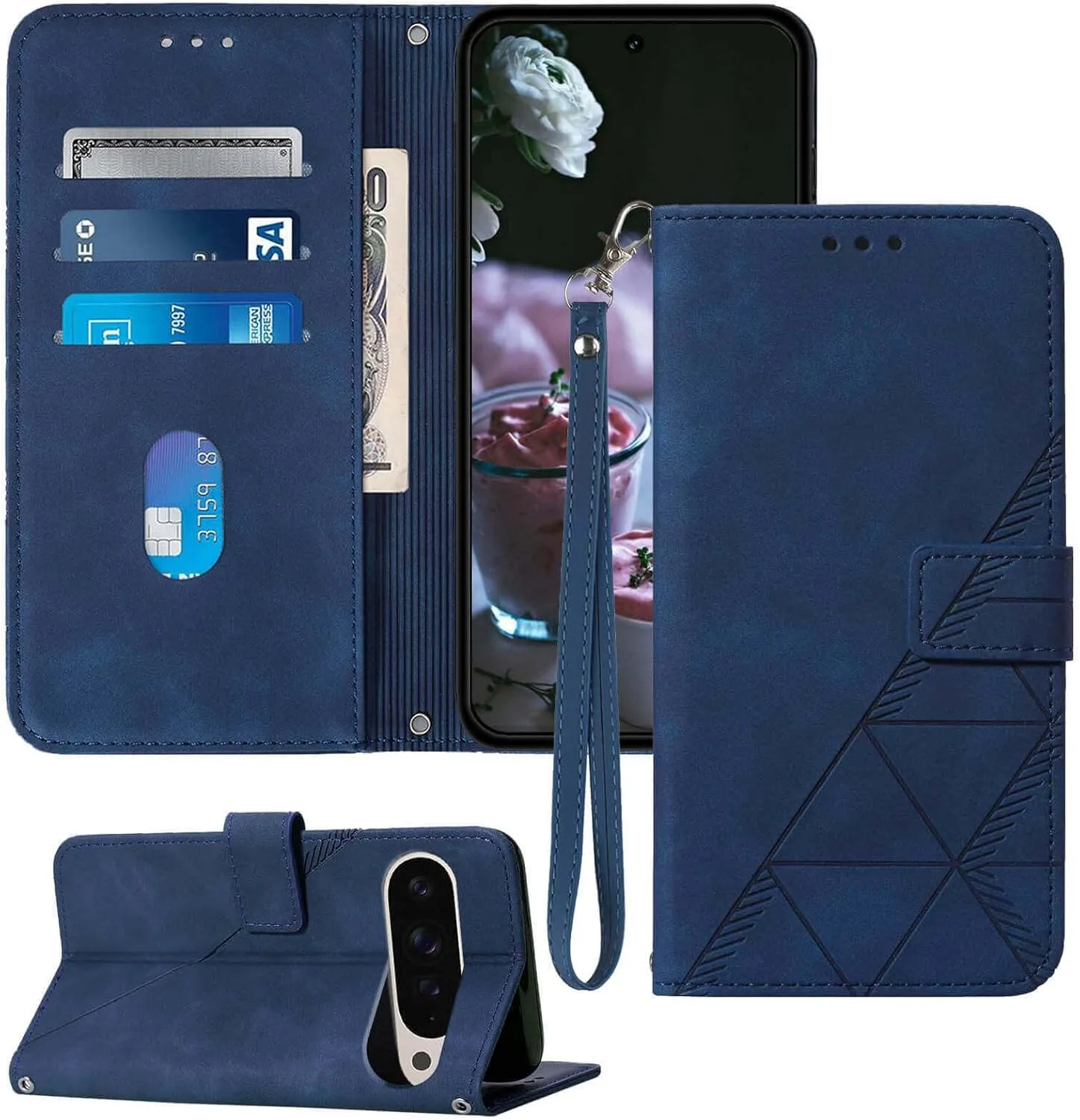 Pixel 9 Pro Wallet Card Holder Leather Folio Flip Case