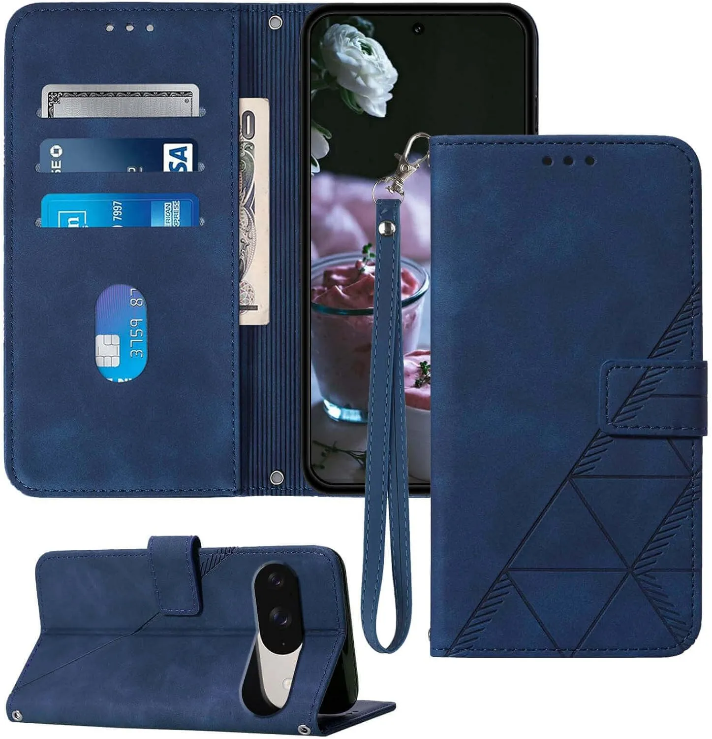 Pixel 9 Pro Wallet Card Holder Leather Folio Flip Case