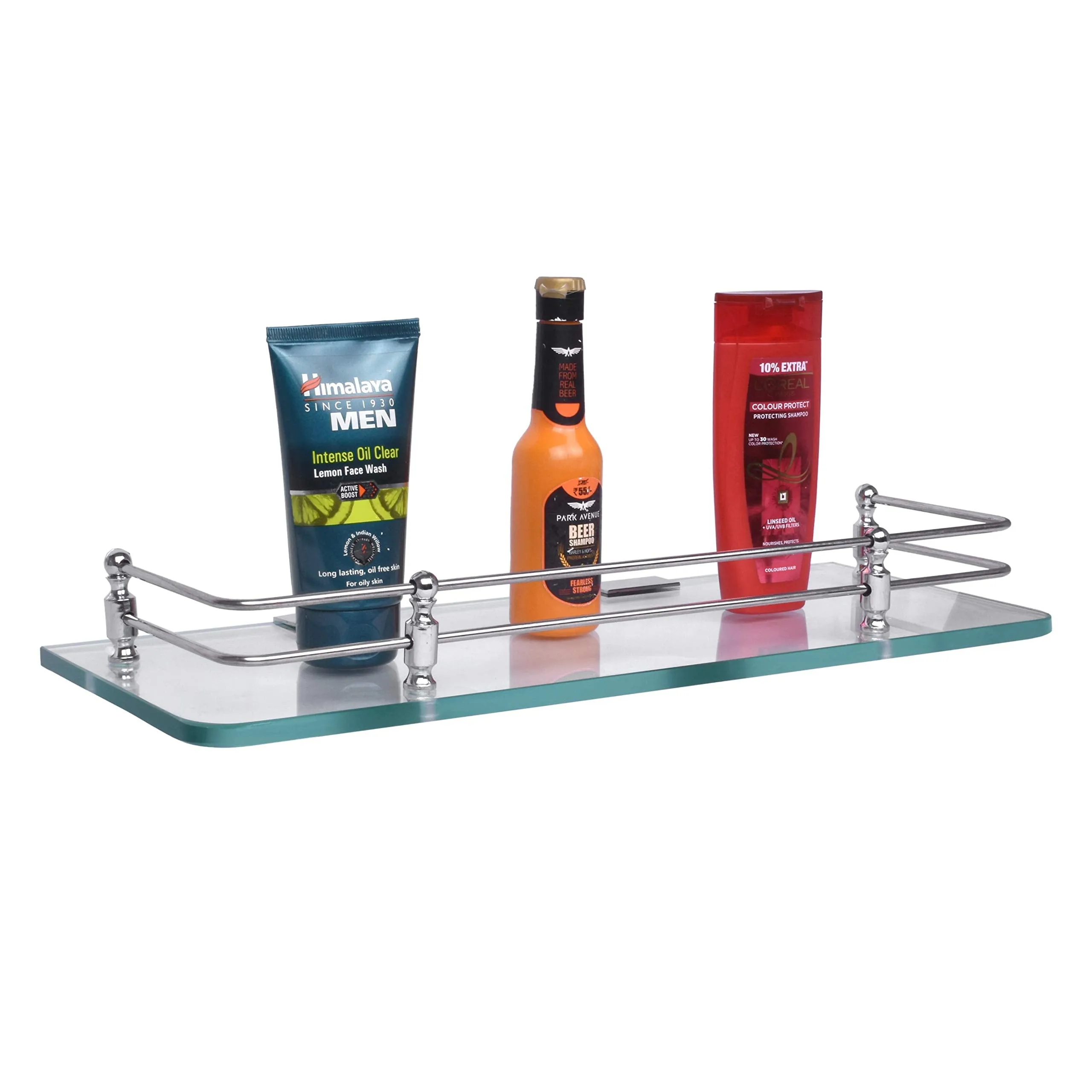 Plantex Premium Transparent Glass Shelf for Bathroom/Kitchen/Living Room - Bathroom Accessories (Polished 12x6 -Pack of 1)