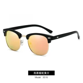 Polarized Sunglasses Brand Design Eye Semi Rimless Classic Yellow