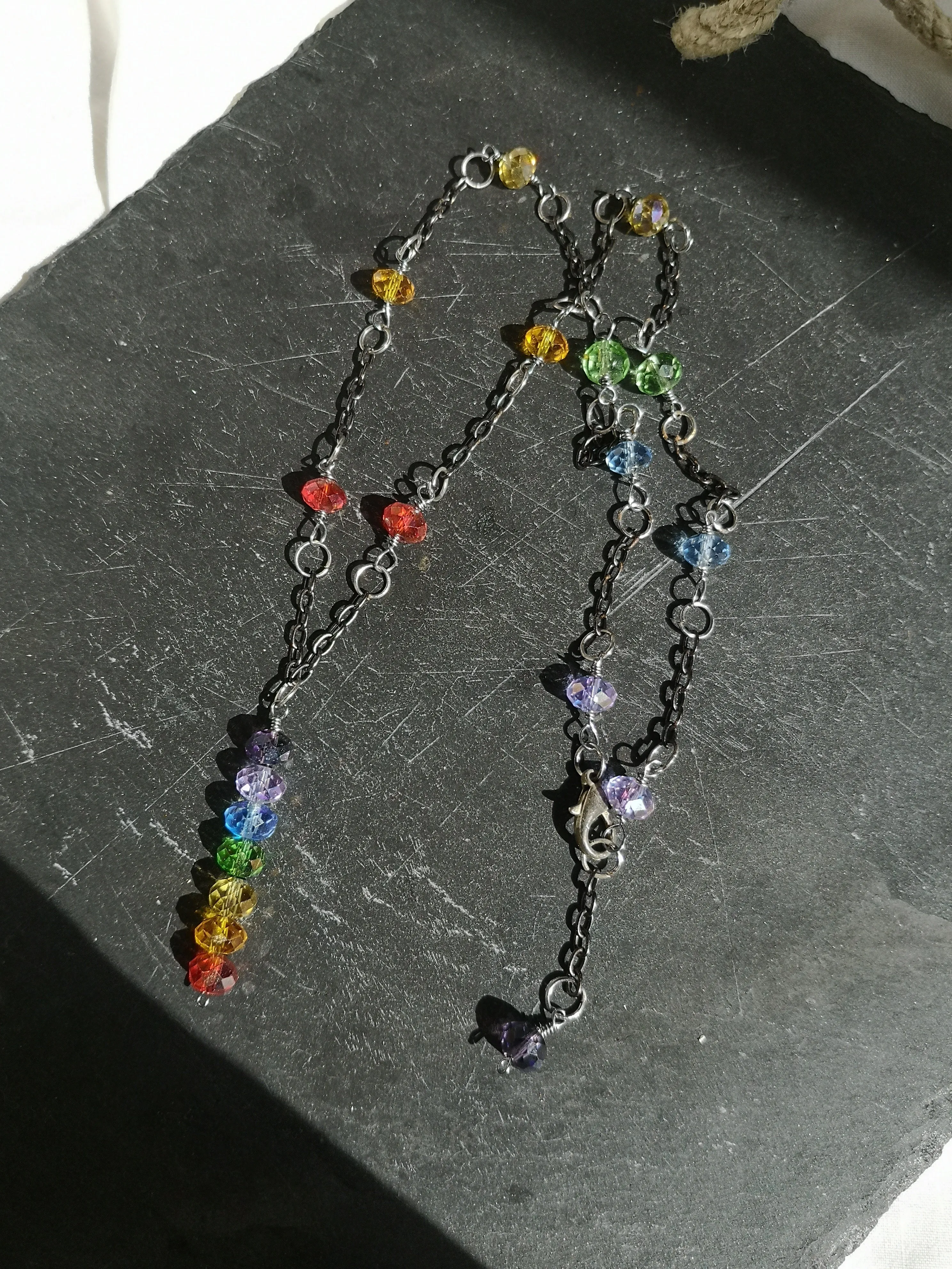 Pride, Crystal Chakra necklaces, Muladhara, Anja & Sahasrara, Austrian crystals