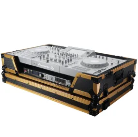 ProX XS-XDJXZ WFGLD ATA Flight Case ATA Flight Case For Pioneer XDJ-XZ DJ Controller with Laptop Shelf 1U Rack Space and Wheels - Gold Black