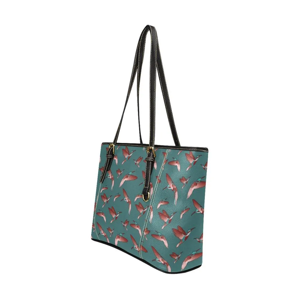 Red Swift Turquoise Leather Tote Bag/Large