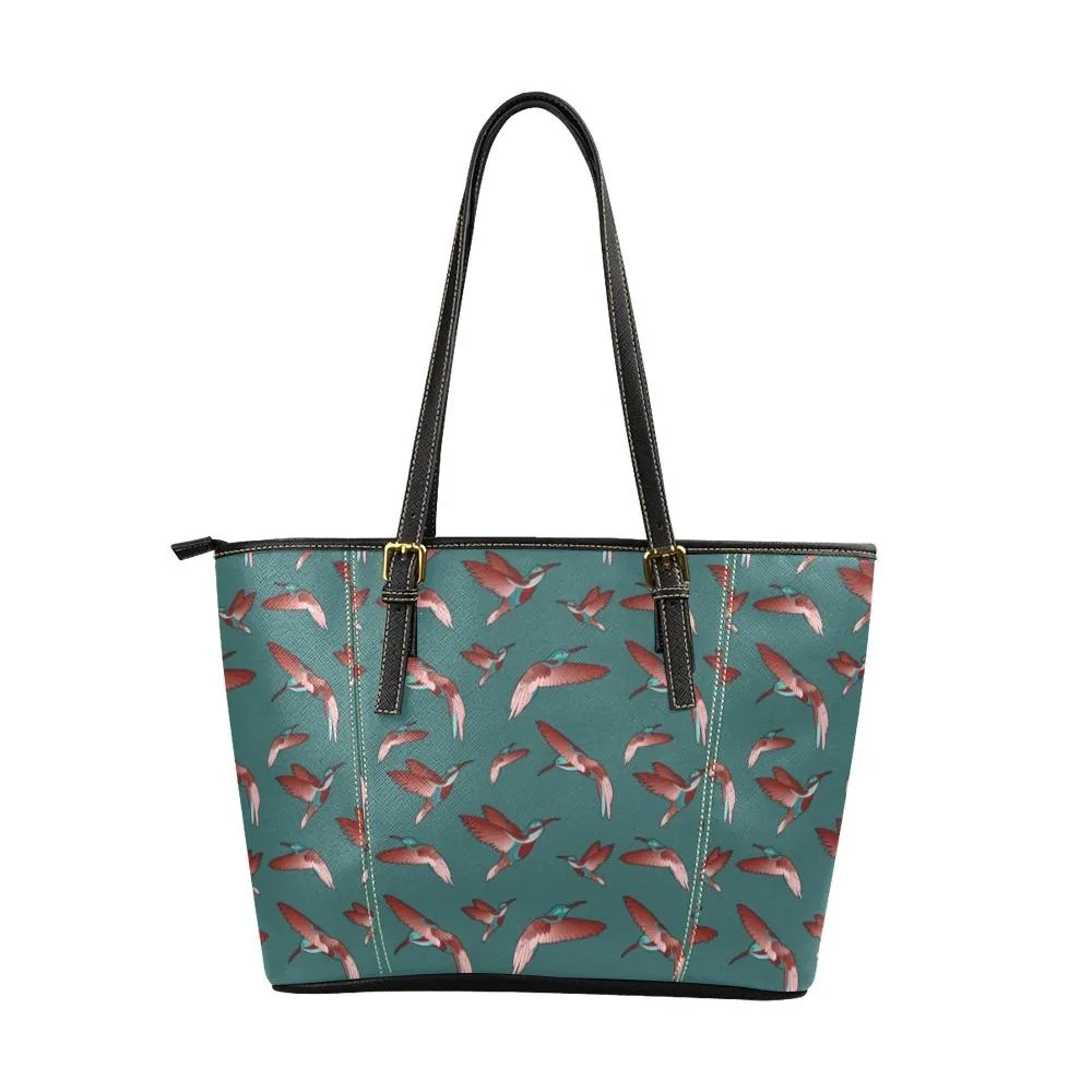 Red Swift Turquoise Leather Tote Bag/Large