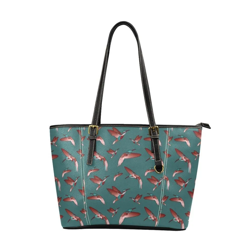 Red Swift Turquoise Leather Tote Bag/Large