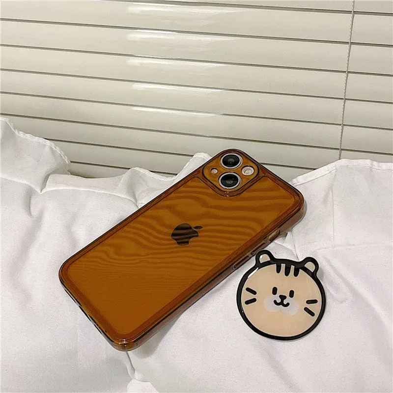 Retro Kawaii Puppy Cat Bracket Chocolate Clear Phone Case For iPhone