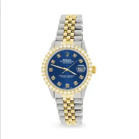 Rolex Datejust 2-Tone Watch 3.05ct Diamond Bezel/Cobalt Blue Diamond Dial TFJ-142508543