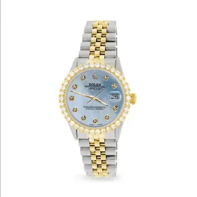 Rolex Datejust  2-Tone Watch 3.05ct Diamond Bezel/Sky Blue MOP Diamond Dial TFJ-142508545